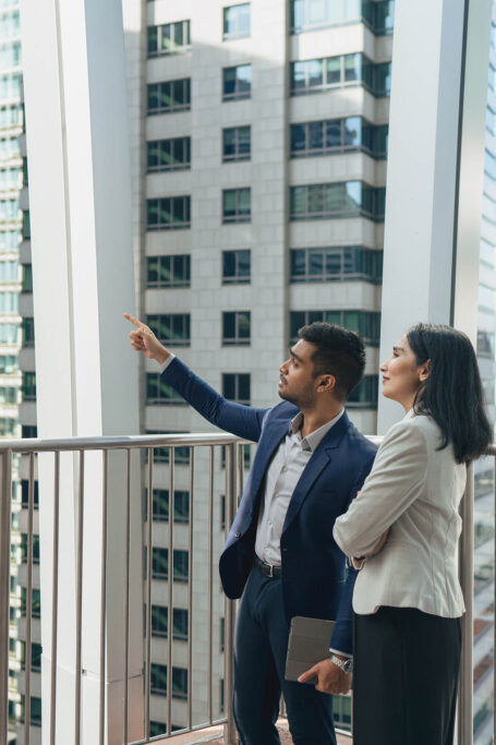 People looking at real estate