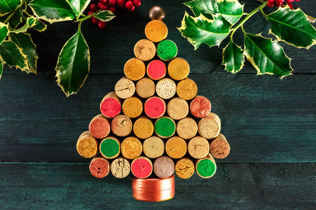 Christmas tree made with painted wood circles