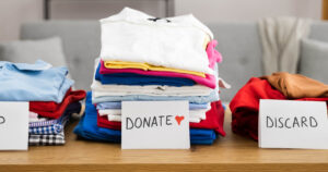 Clothes in pile to donate