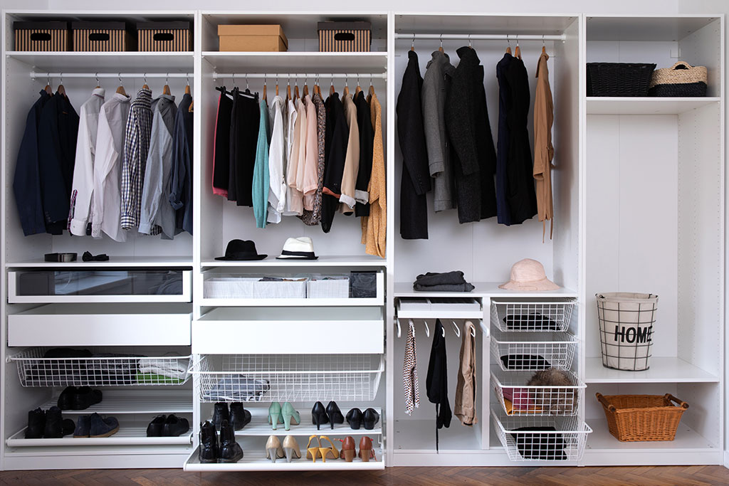 Bedroom shelving in closet