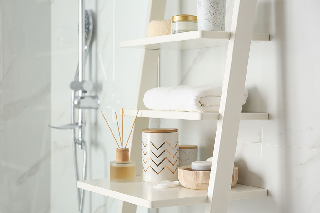 Bathroom with shelving