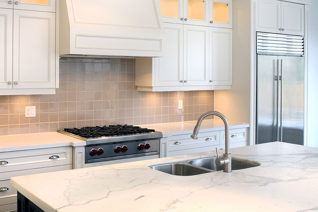 Kitchen with marble countertops