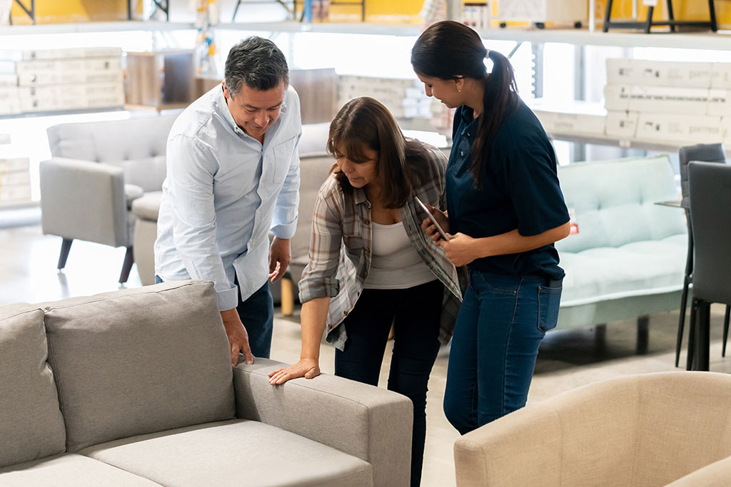 Couple shopping for furniture