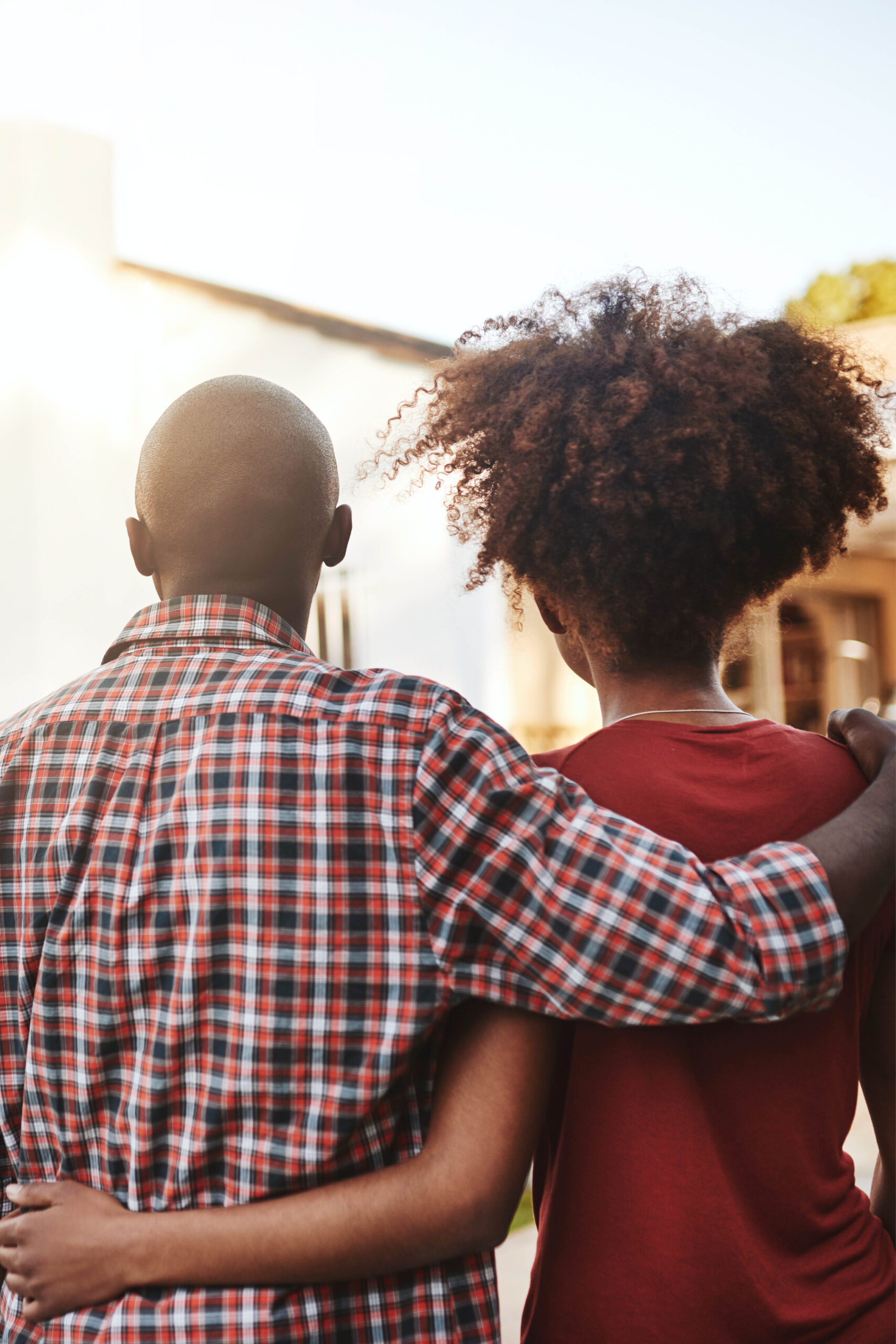 Couple looking at their new home