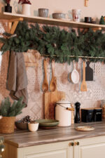 Kitchen decorated with Christmas decor