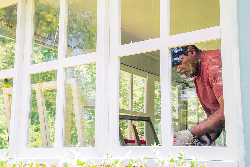 Man installing windows