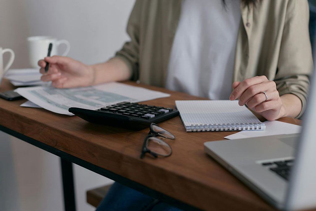 Woman doing taxes