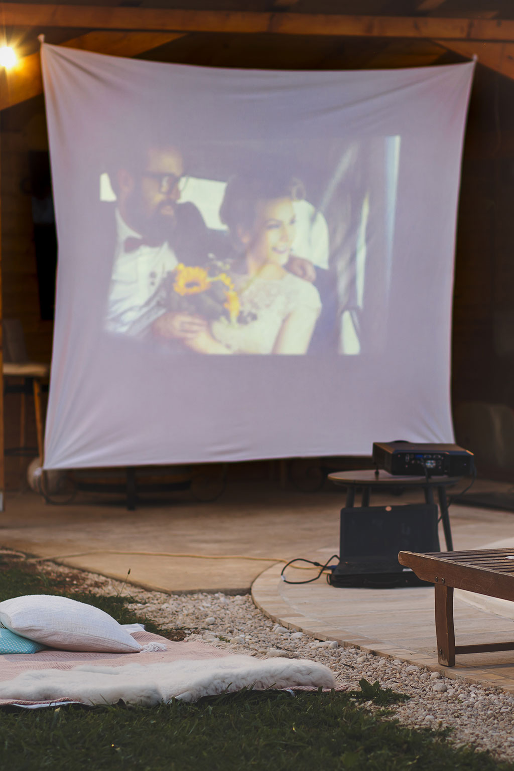Backyard movie screen