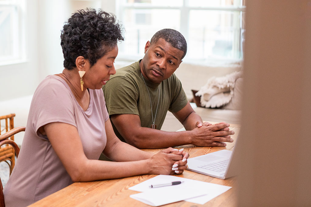 Couple looking over finances