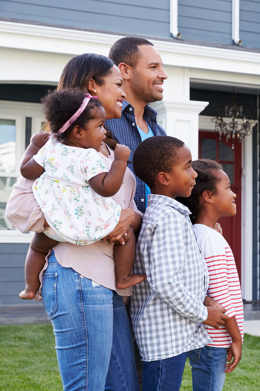 Realtor talking to family