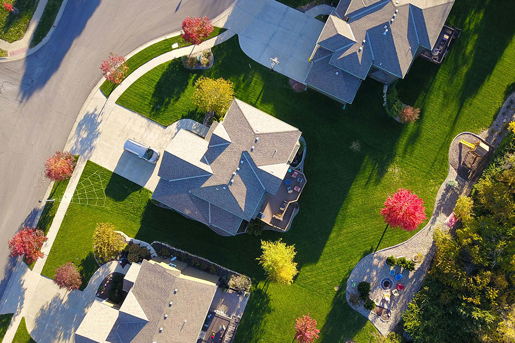 Ariel view of neighborhood