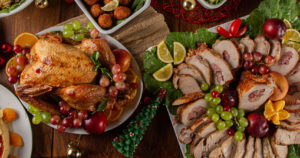 Thanksgiving meal on table