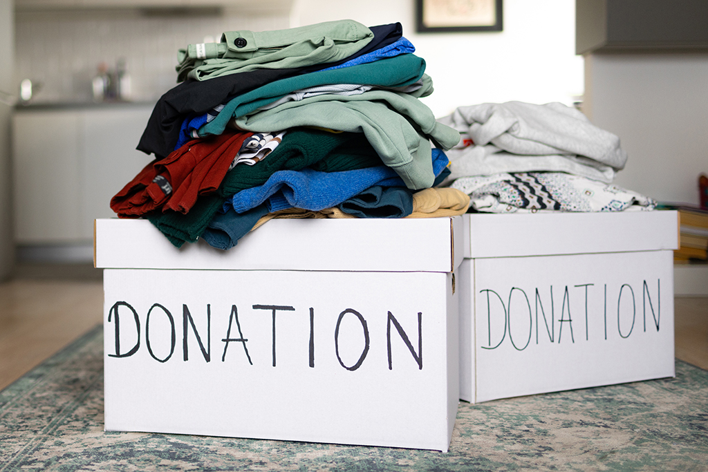 Donation box full of clothes