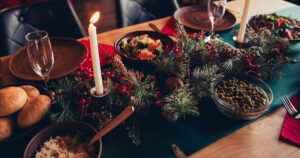 Table set for holidays